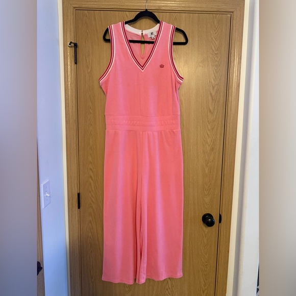 Juicy Couture Pink Terry Wide Leg Jumpsuit Size Large - Picture 1 of 3